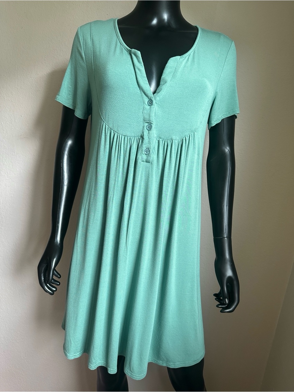 Relaxed Sage Green Short Sleeve Tunic Dress